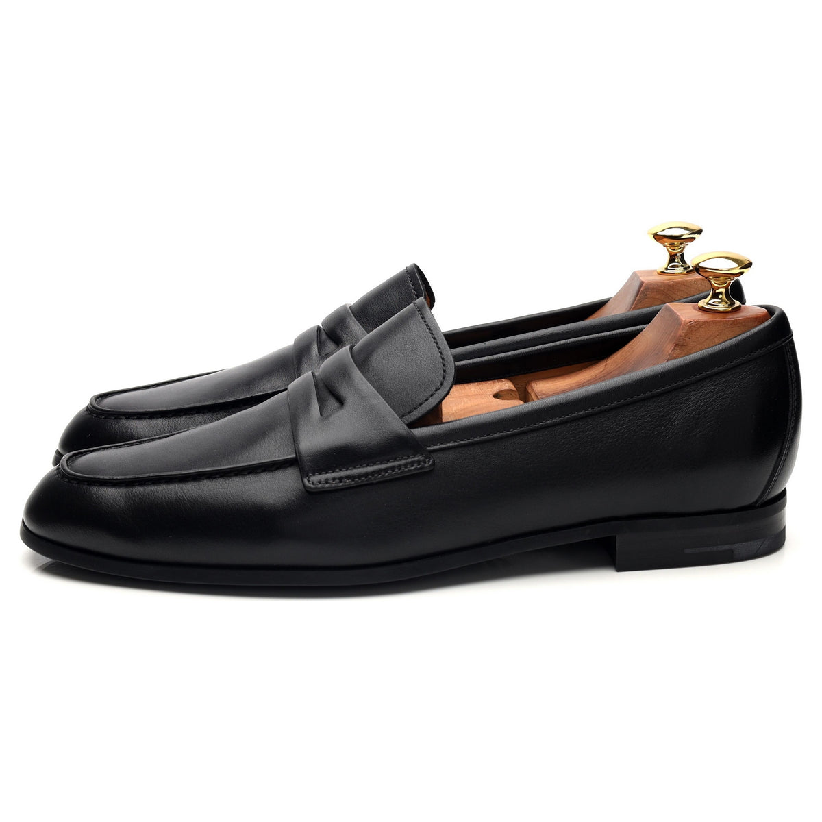 &#39;Milton&#39; Black Leather Loafers UK 9.5
