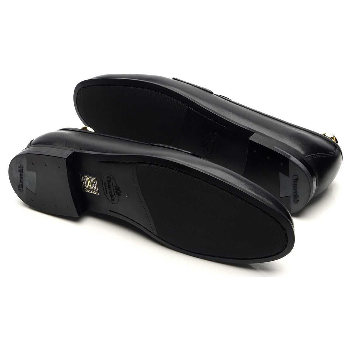 &#39;Milton&#39; Black Leather Loafers UK 9.5