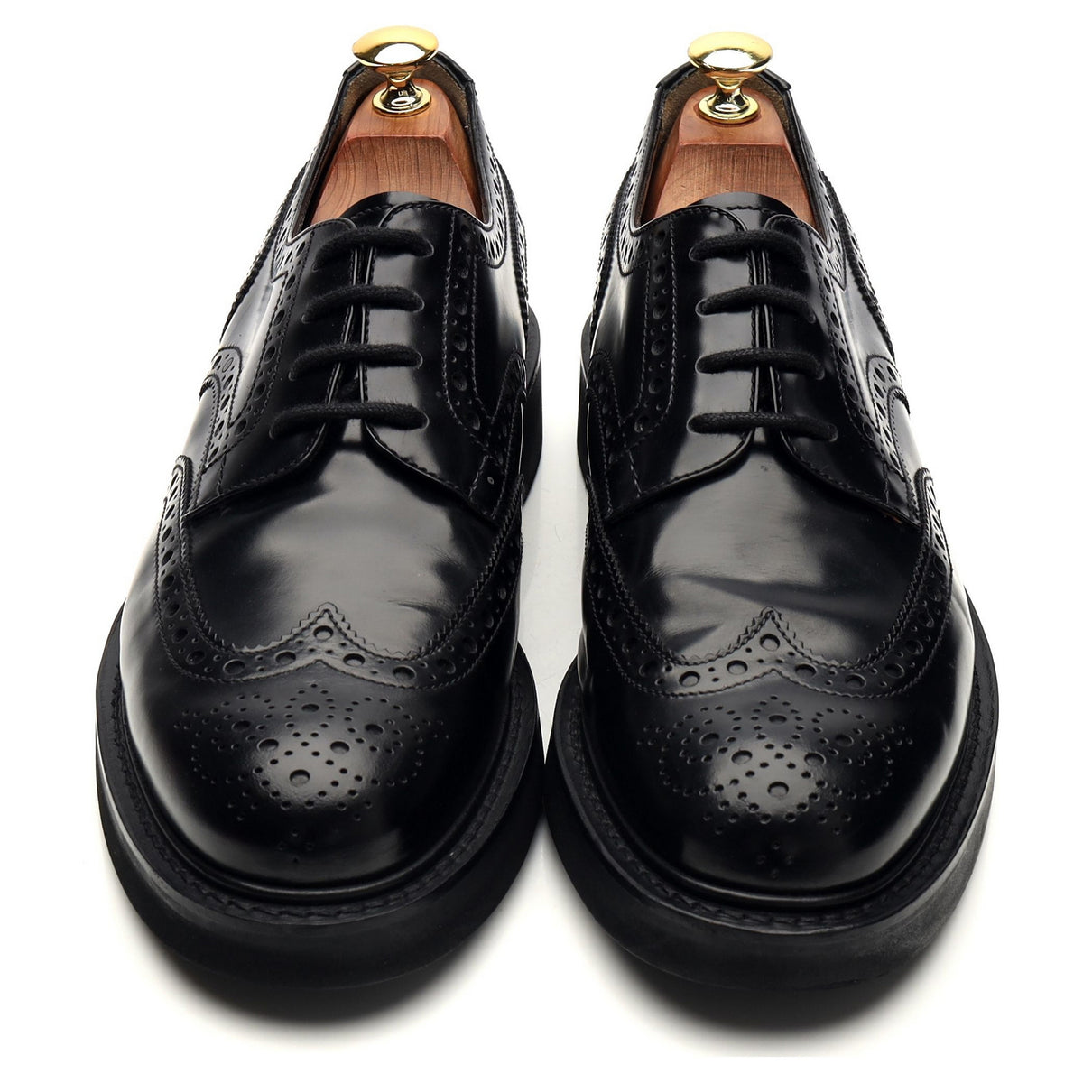 &#39;Norwich&#39; Black Leather Derby Brogues UK 8.5