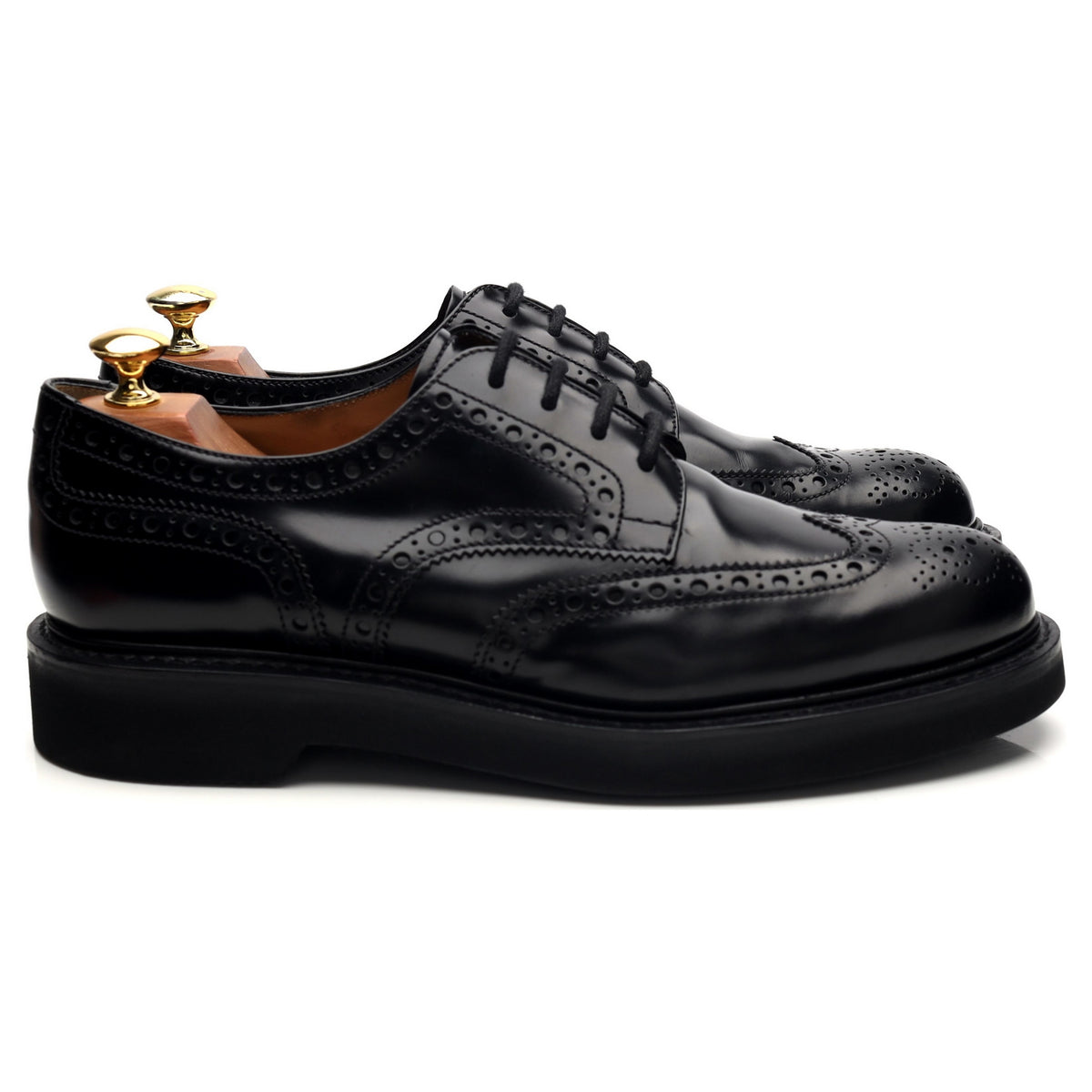 &#39;Norwich&#39; Black Leather Derby Brogues UK 8.5