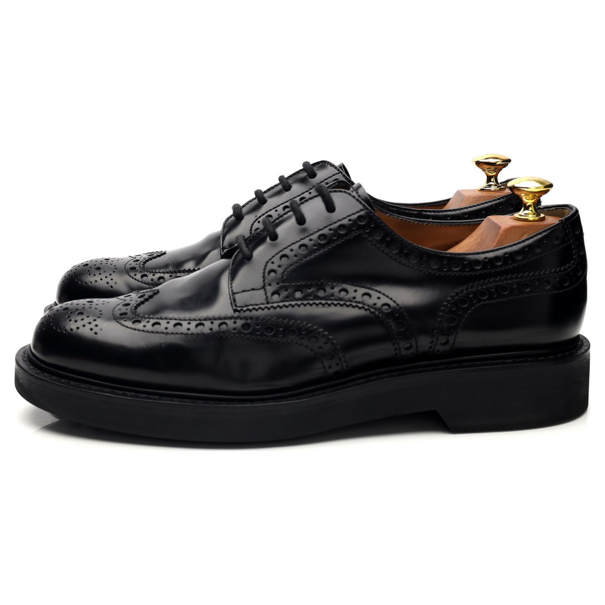 &#39;Norwich&#39; Black Leather Derby Brogues UK 8.5