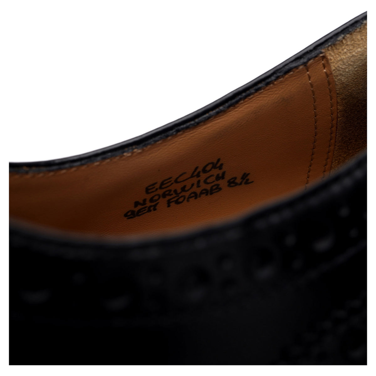 &#39;Norwich&#39; Black Leather Derby Brogues UK 8.5