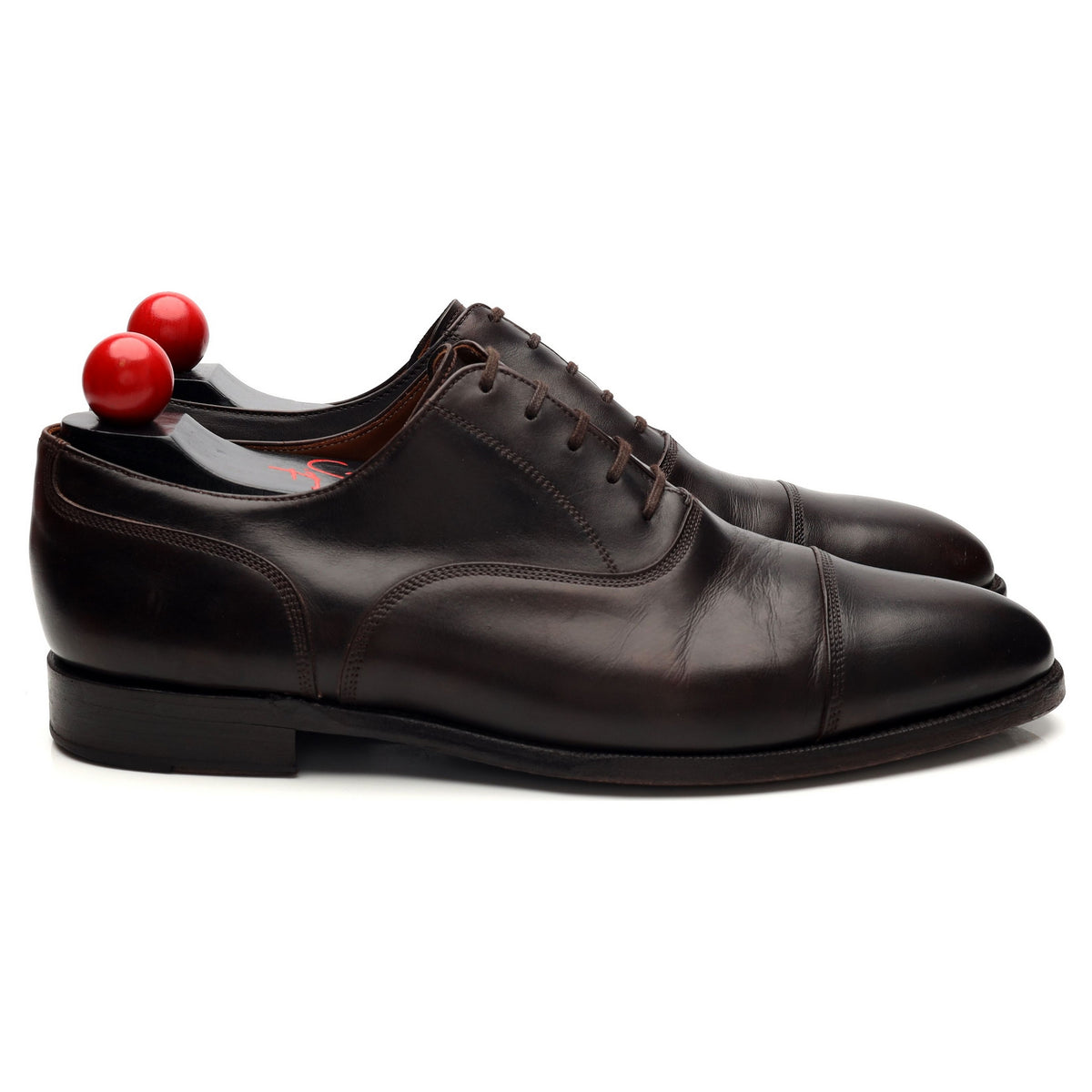 &#39;Magnolia&#39; Dark Brown Museum Leather Oxford UK 9 E