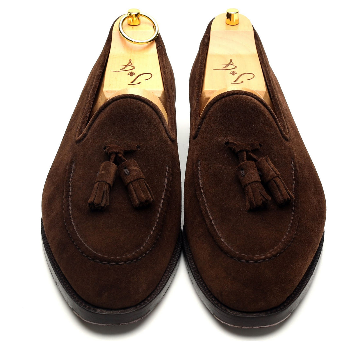 &#39;Leschi&#39; Dark Brown Suede Tassel Loafers UK 9 E
