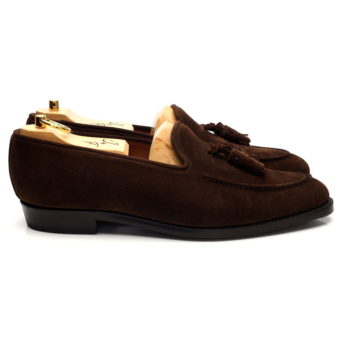 &#39;Leschi&#39; Dark Brown Suede Tassel Loafers UK 9 E