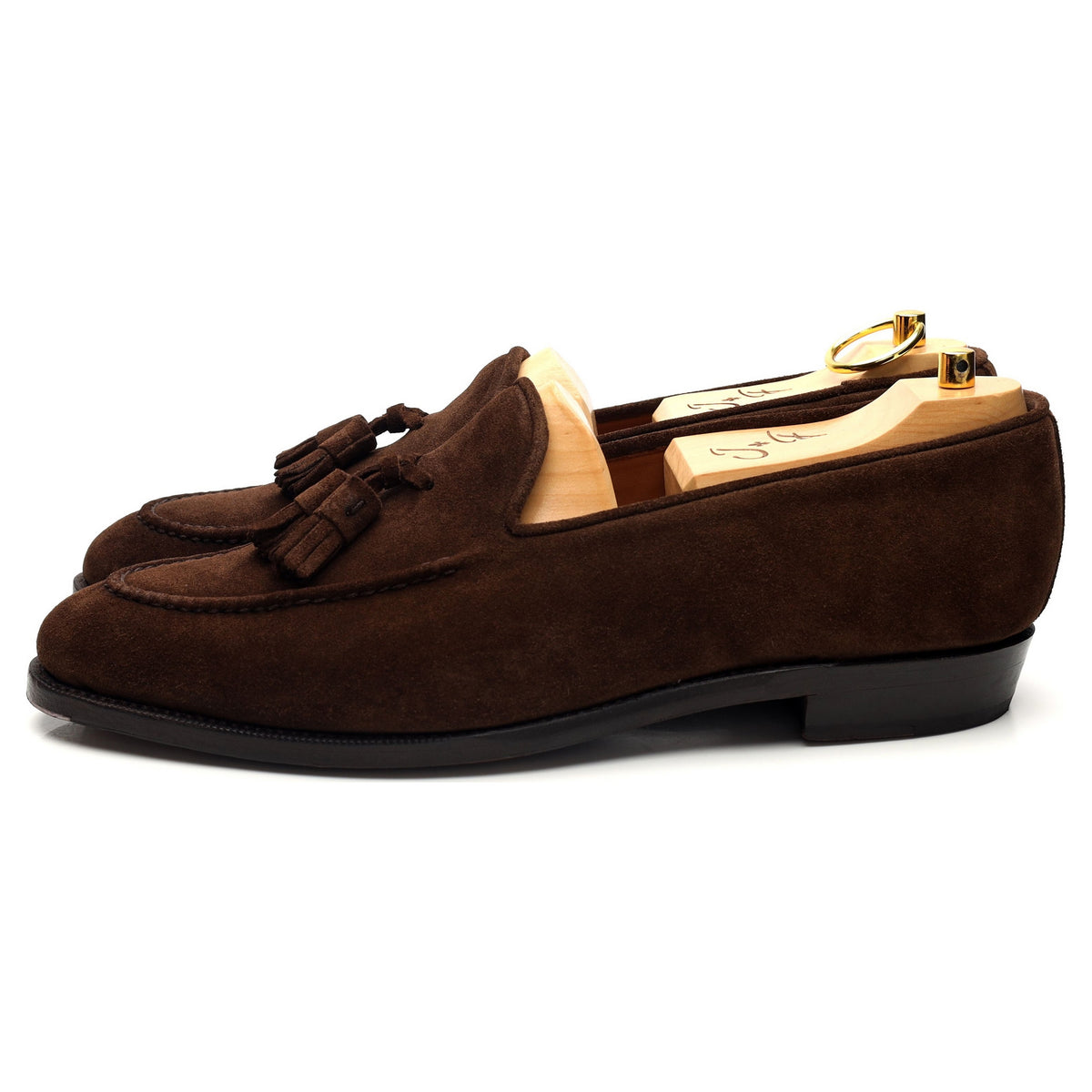 &#39;Leschi&#39; Dark Brown Suede Tassel Loafers UK 9 E