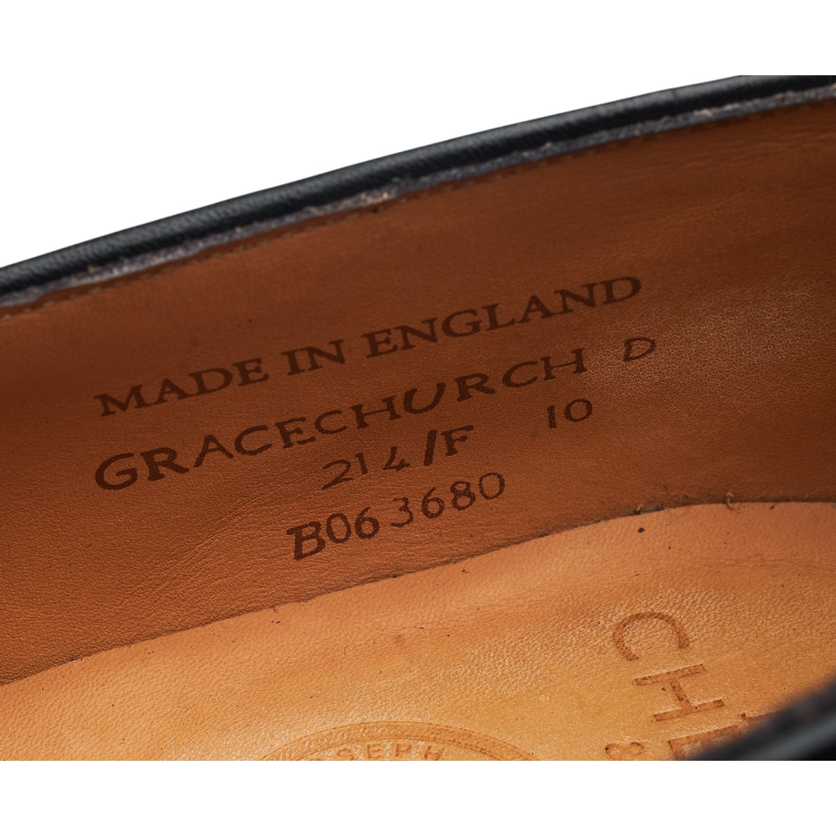 'Gracechurch' Black Leather Loafers UK 10 F