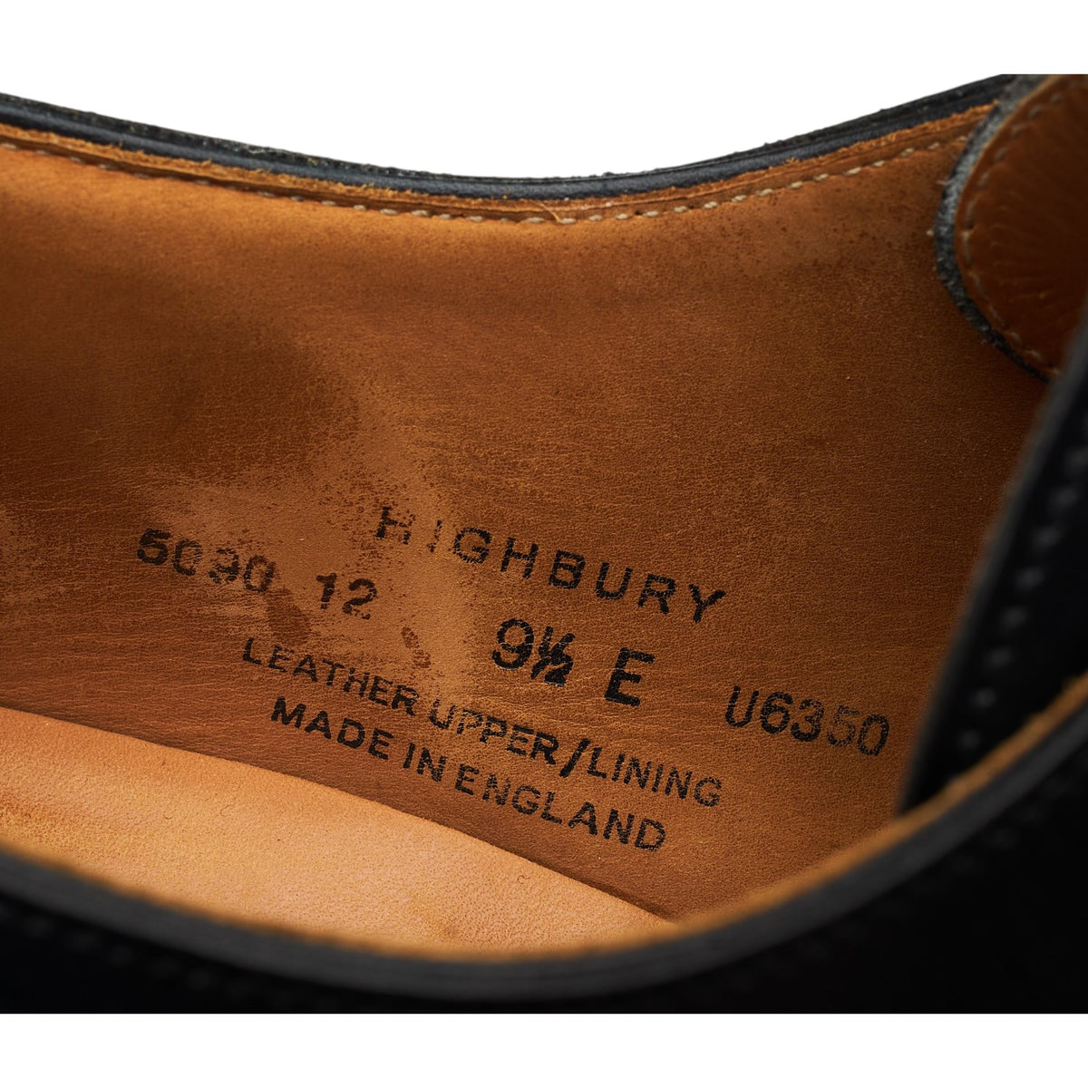 'Highbury' Black Leather Derby UK 9.5 E