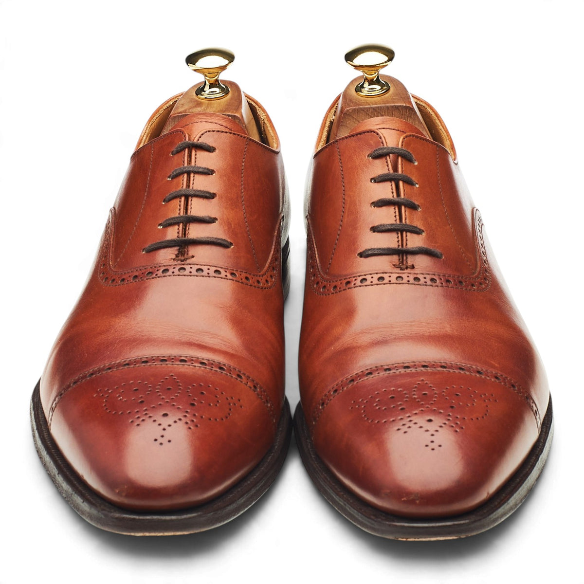 'Malton' Tan Brown Leather Oxford Brogues UK 9.5 E