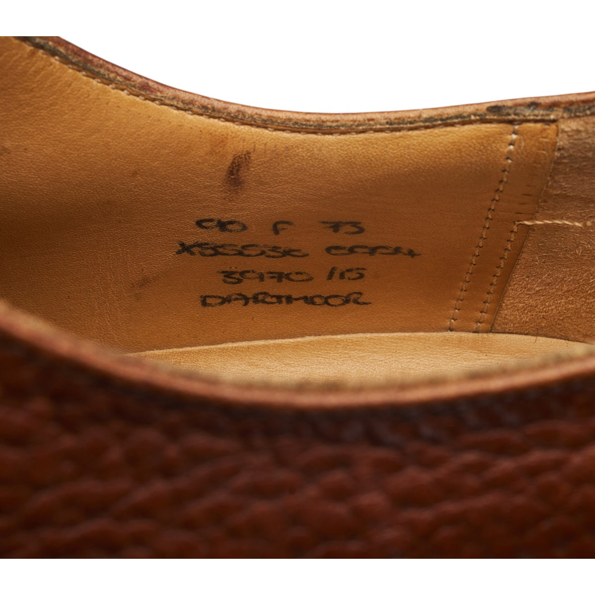 'Dartmoor' Tan Brown Grain Leather Split Toe Derby UK 9 F