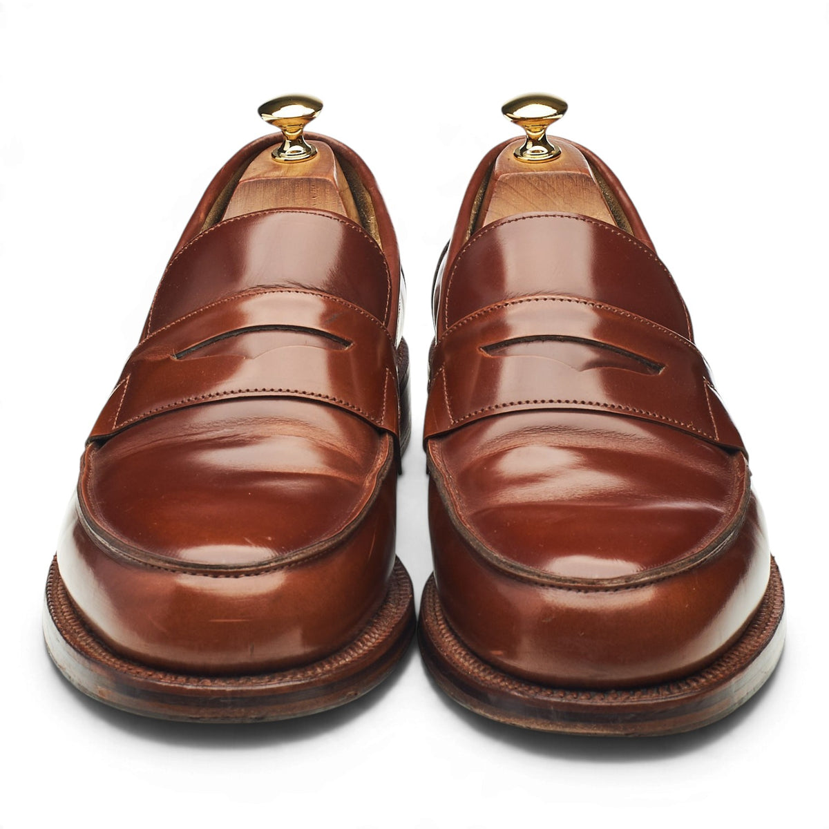 'Epsom' Brown Leather Loafers UK 10.5 E