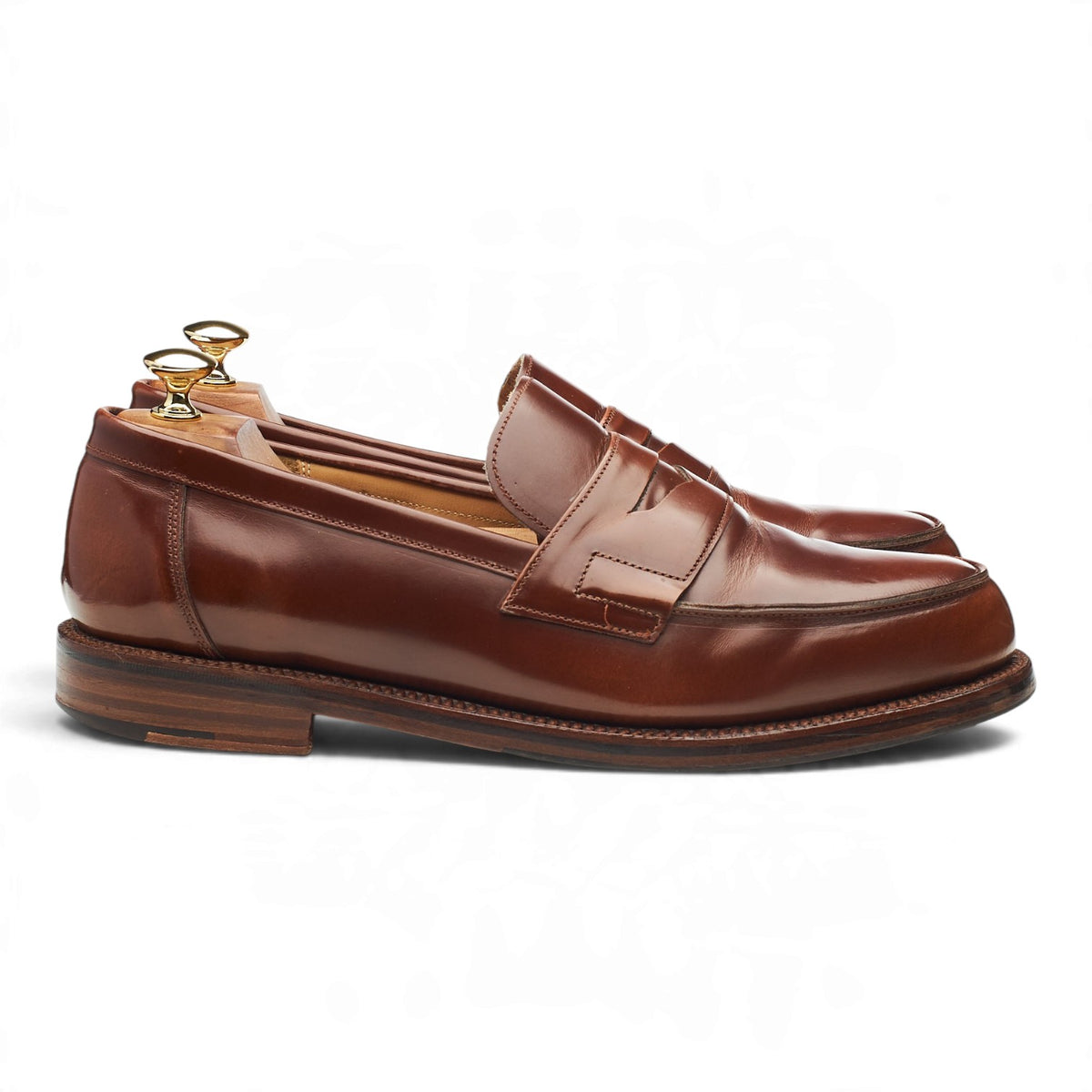 'Epsom' Brown Leather Loafers UK 10.5 E