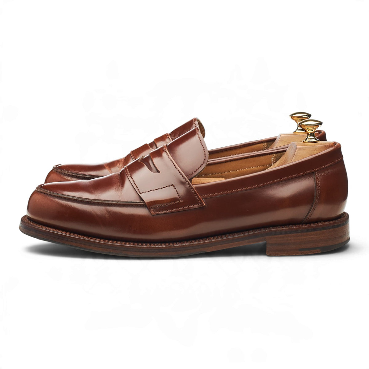 'Epsom' Brown Leather Loafers UK 10.5 E