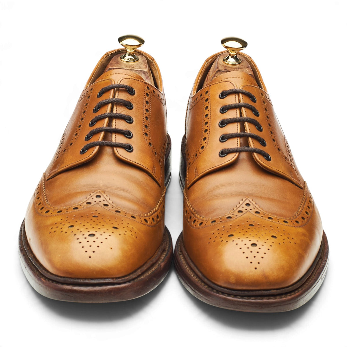 1880 'Chester' Tan Brown Leather Derby Brogues UK 11 F