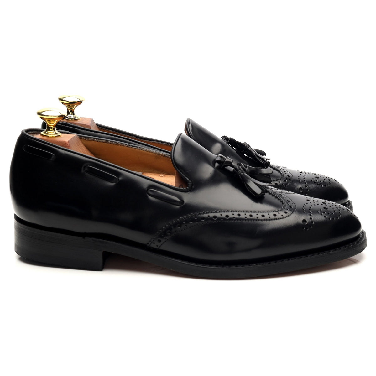 &#39;Clive&#39; Black Leather Tassel Loafers UK 7 F