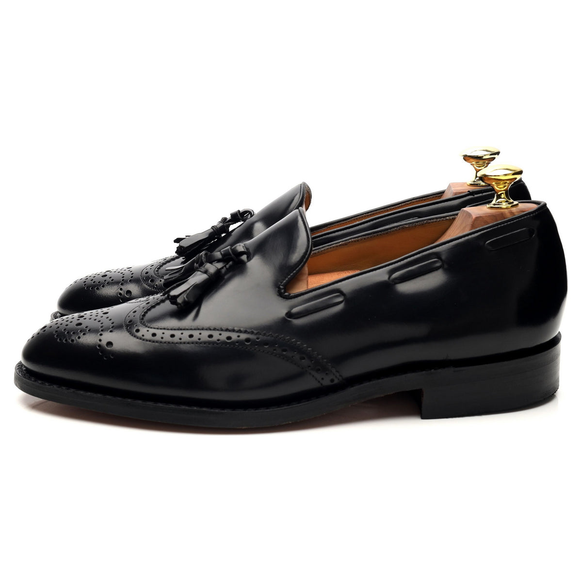 &#39;Clive&#39; Black Leather Tassel Loafers UK 7 F