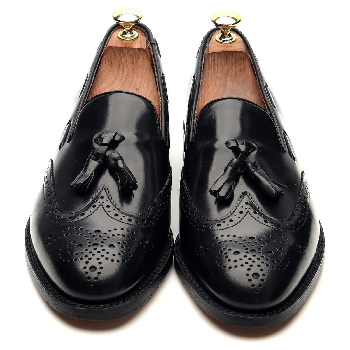 &#39;Clive&#39; Black Leather Tassel Loafers UK 7 F