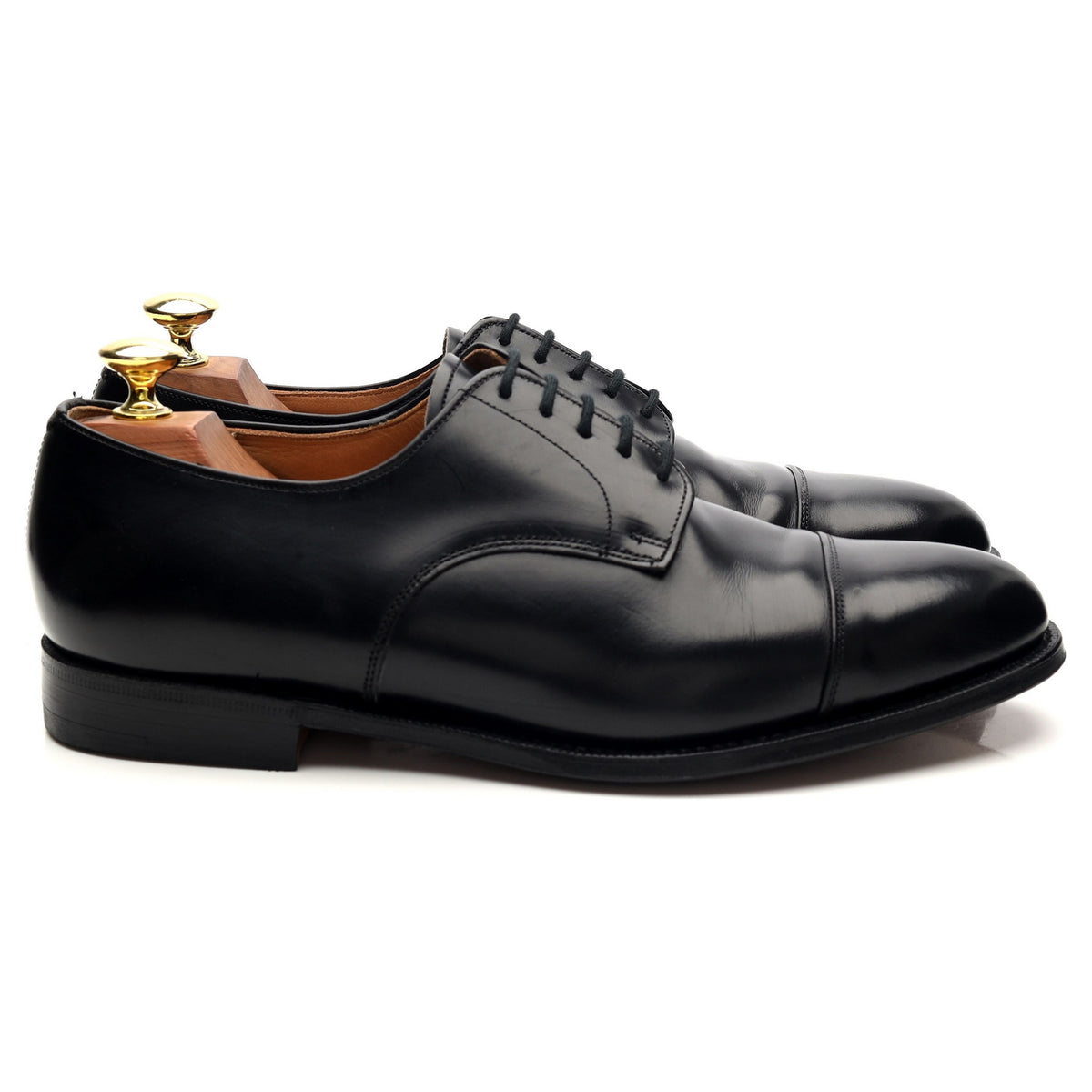 &#39;Burford&#39; Black Leather Cap Toe Derby UK 7.5 F