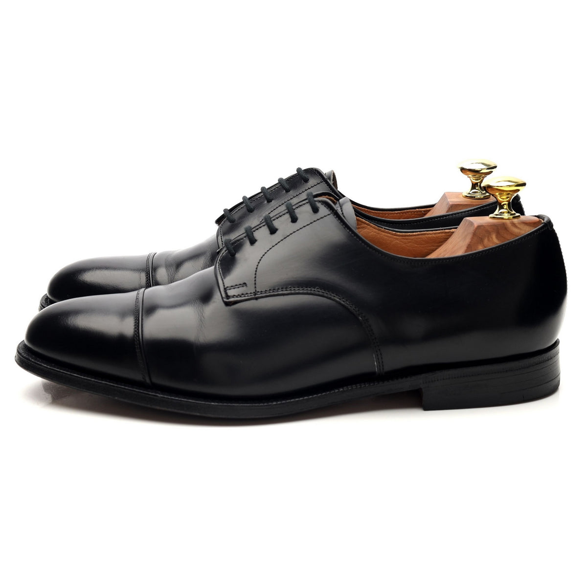 &#39;Burford&#39; Black Leather Cap Toe Derby UK 7.5 F