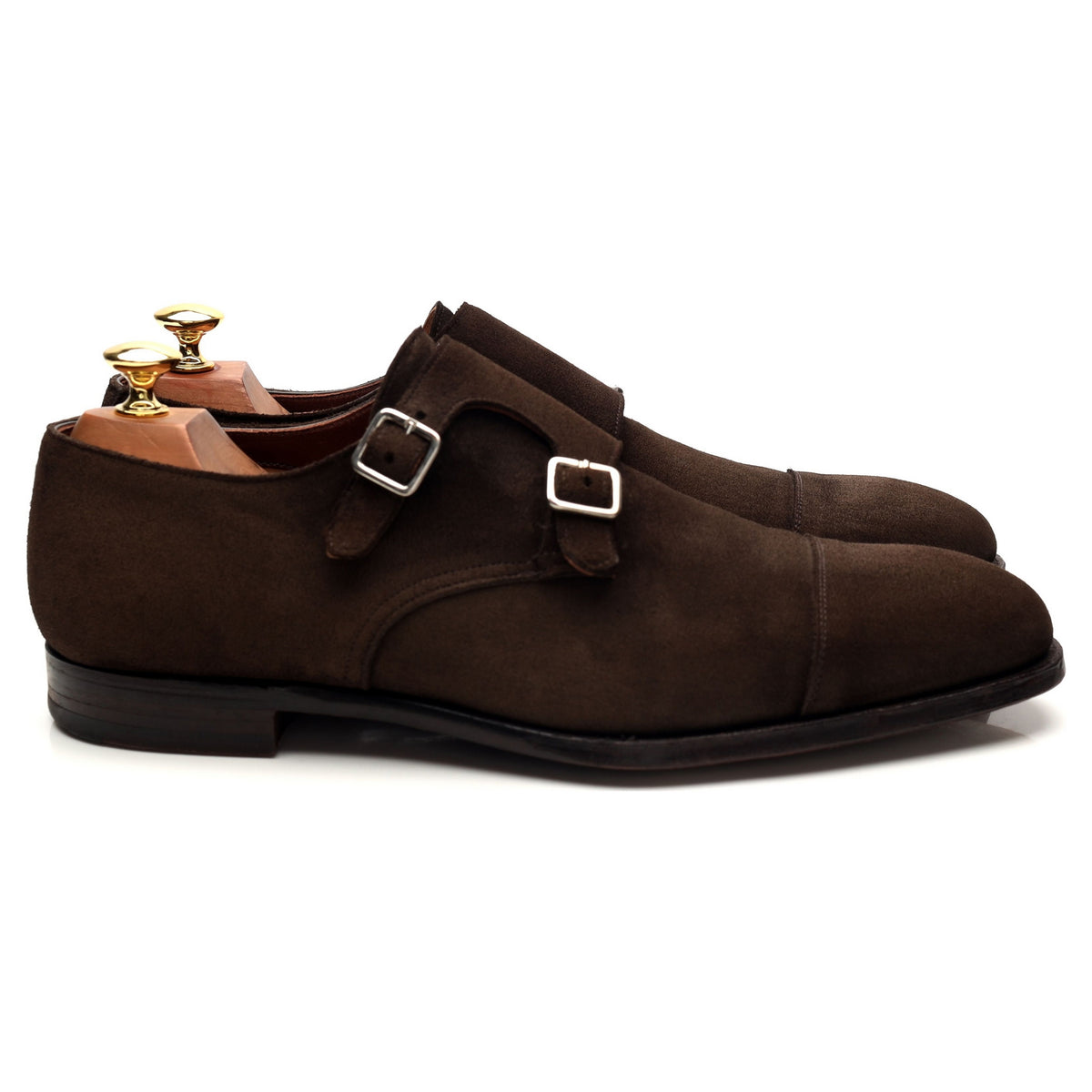 &#39;Thomas&#39; Dark Brown Suede Double Monk Strap UK 9 E