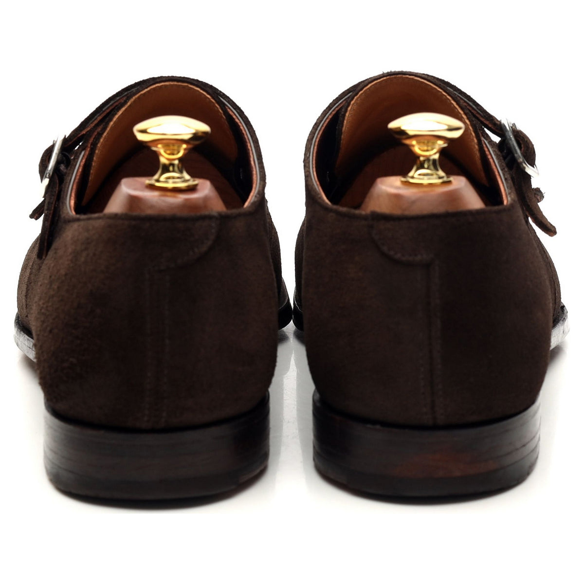 &#39;Thomas&#39; Dark Brown Suede Double Monk Strap UK 9 E