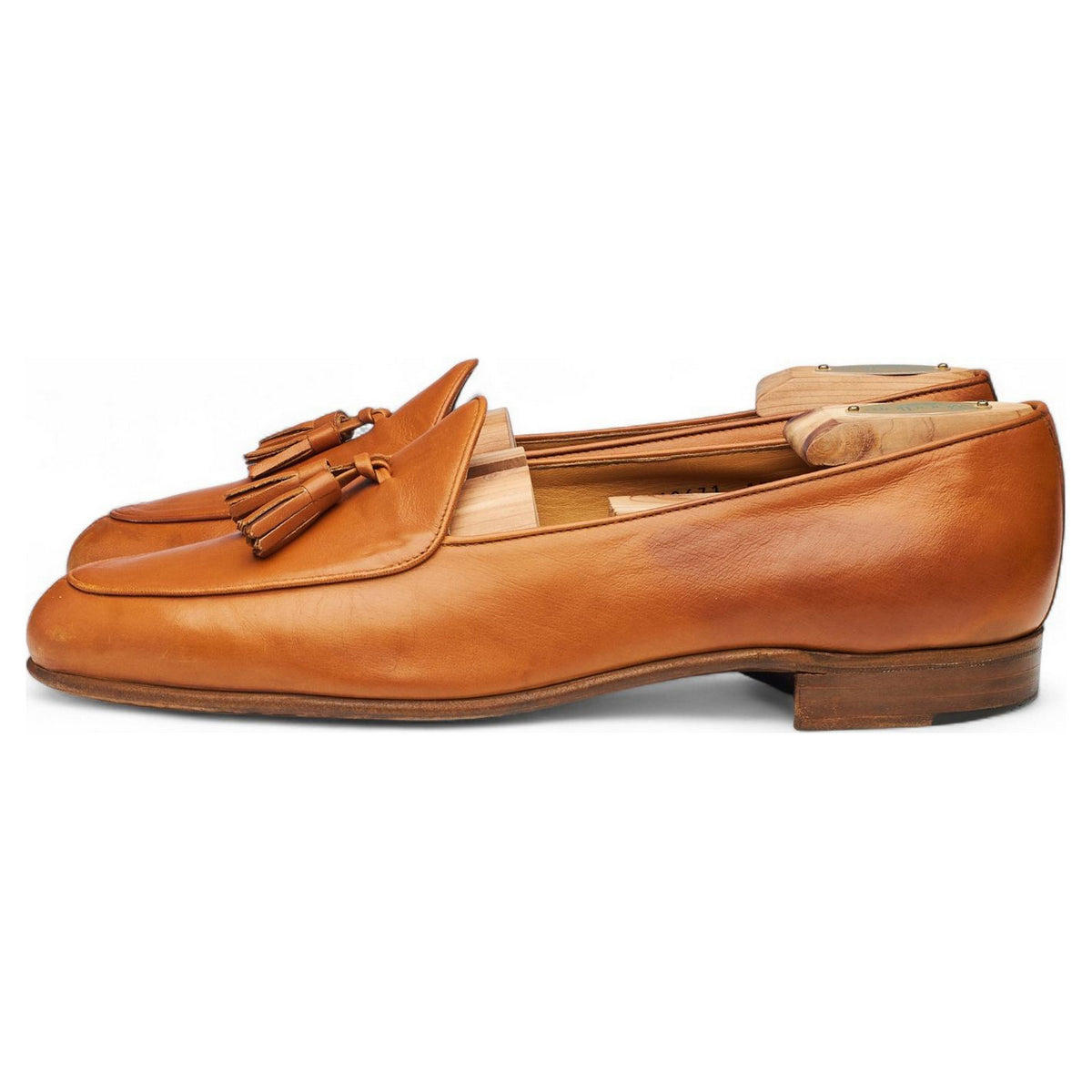 Tan Brown Leather Tassel Loafers UK 10 US 10.5