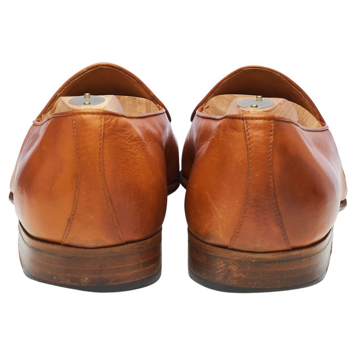 Tan Brown Leather Tassel Loafers UK 10 US 10.5