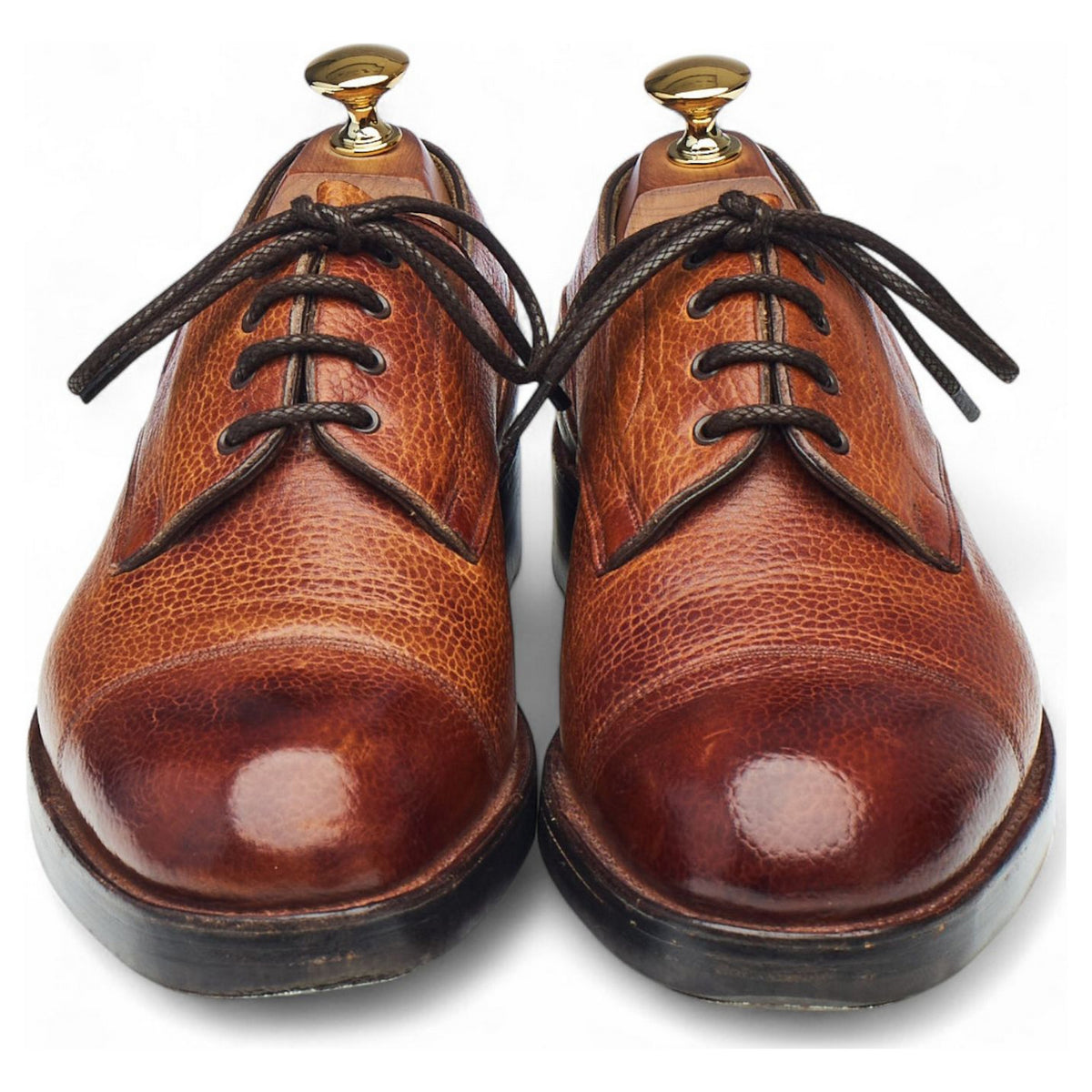 Tan Brown Grain Leather Veldtschoen Derby UK 6.5 E