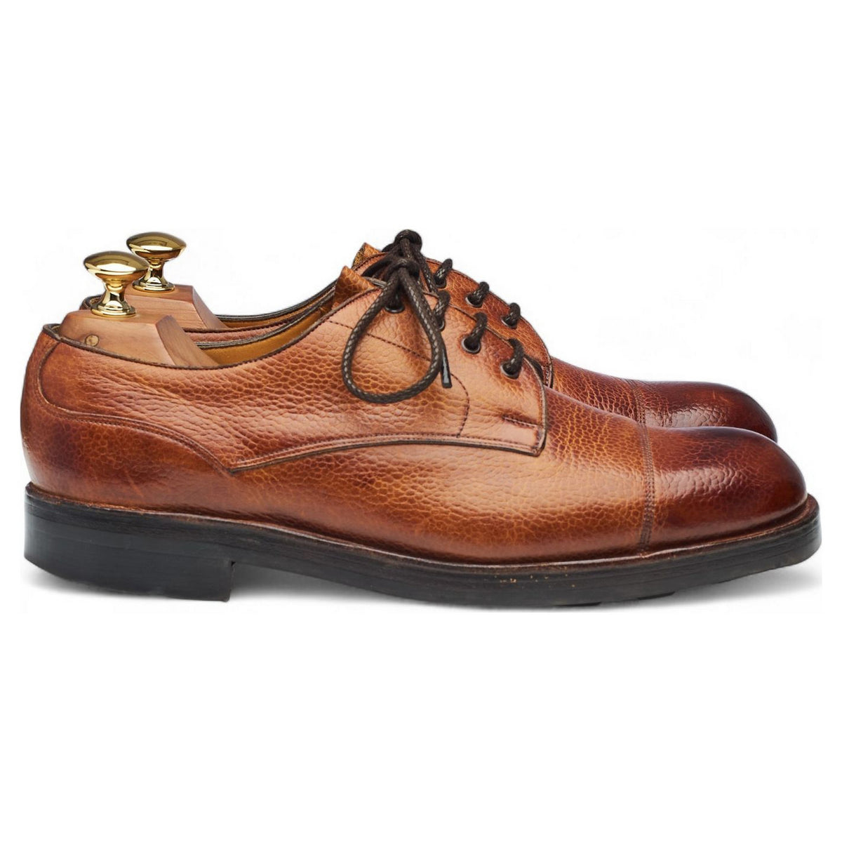 Tan Brown Grain Leather Veldtschoen Derby UK 6.5 E