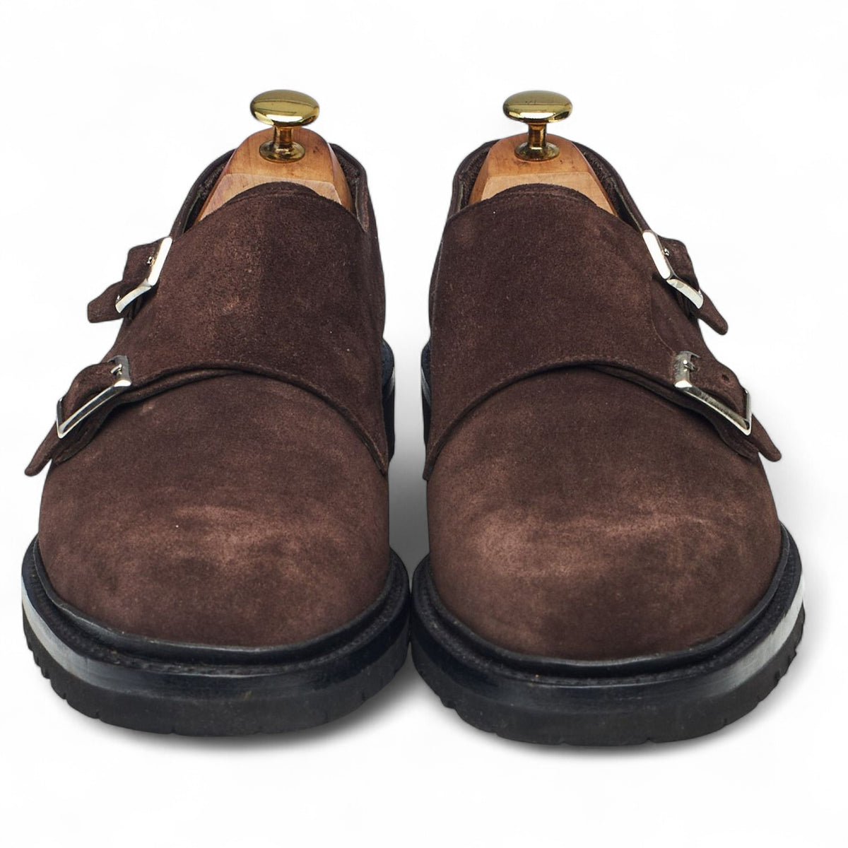 Thom Sweeney 'Luke' Brown Suede Double Monk Strap UK 8.5 E