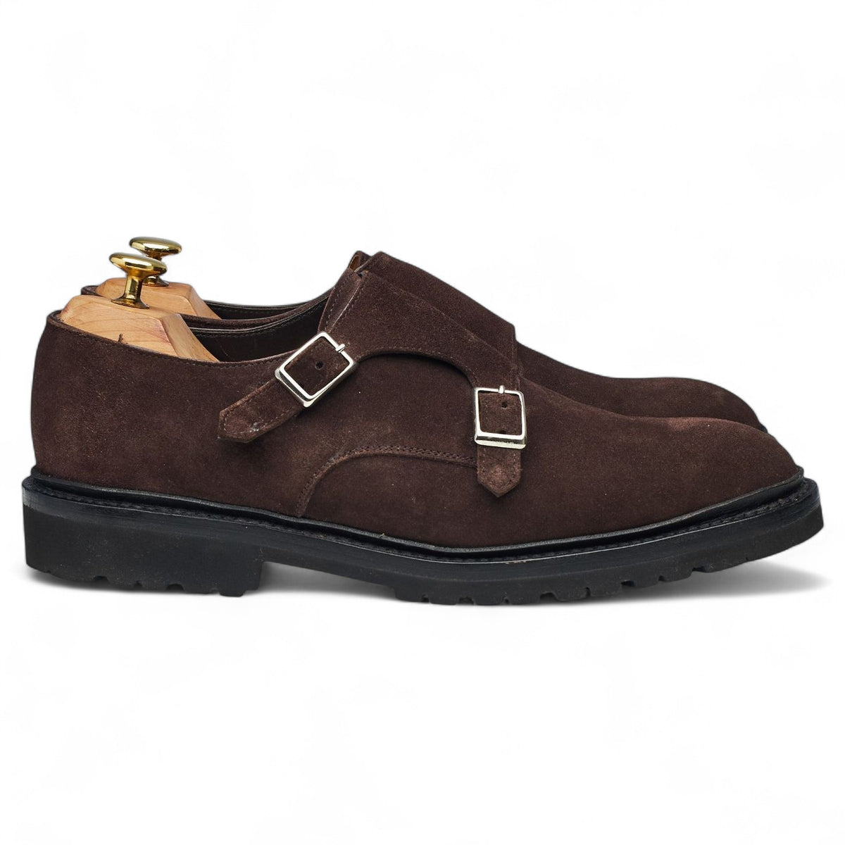 Thom Sweeney 'Luke' Brown Suede Double Monk Strap UK 8.5 E