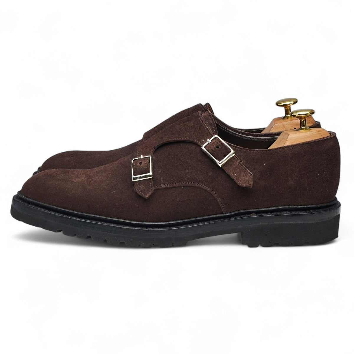 Thom Sweeney 'Luke' Brown Suede Double Monk Strap UK 8.5 E