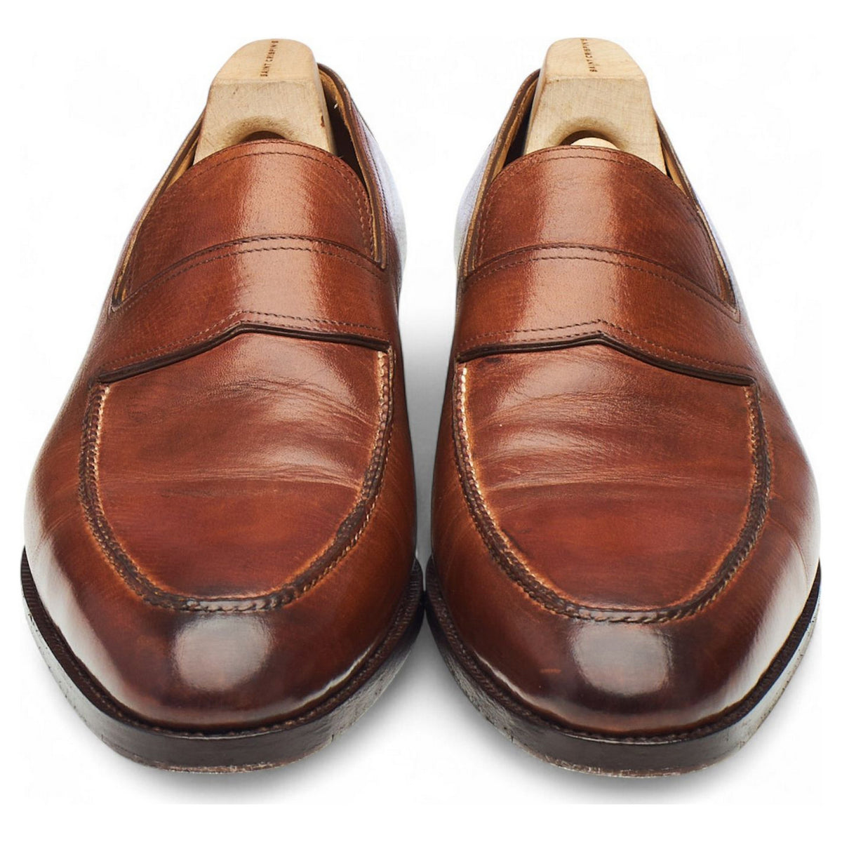 '111' Tan Brown Russian Grain Leather Loafers UK 9.5 E
