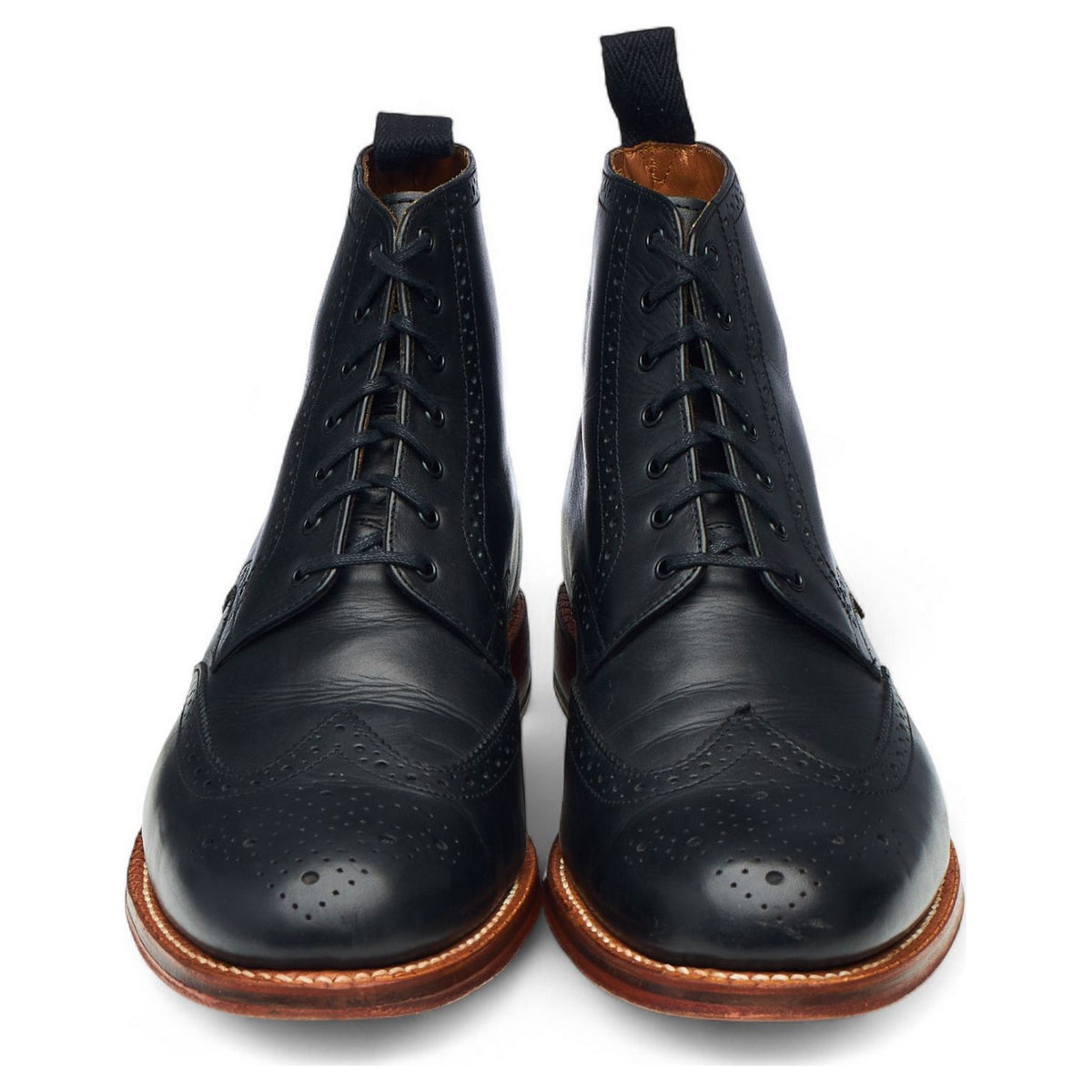 'Alfred' Black Leather Brogue Boots UK 10 G