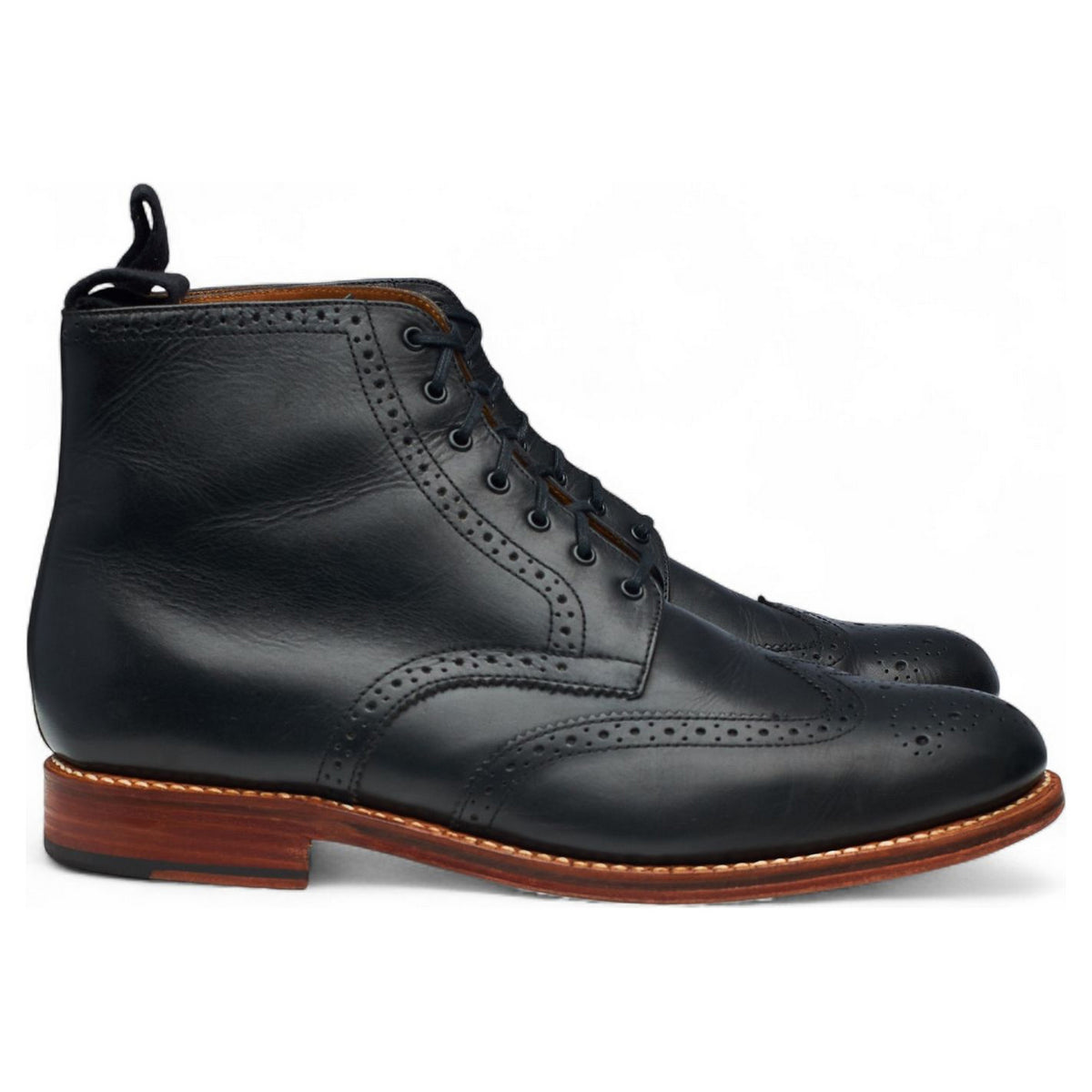 'Alfred' Black Leather Brogue Boots UK 10 G