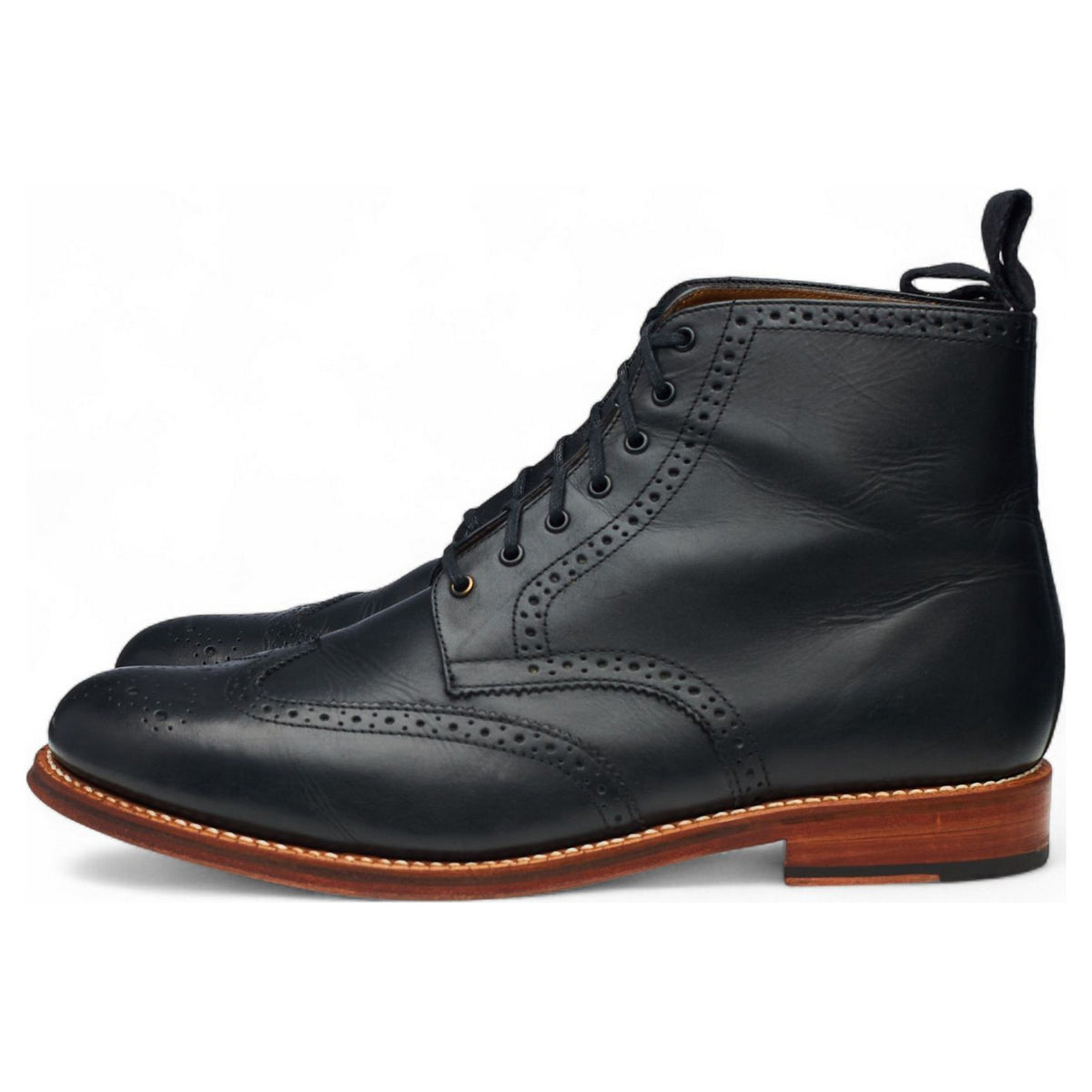 'Alfred' Black Leather Brogue Boots UK 10 G