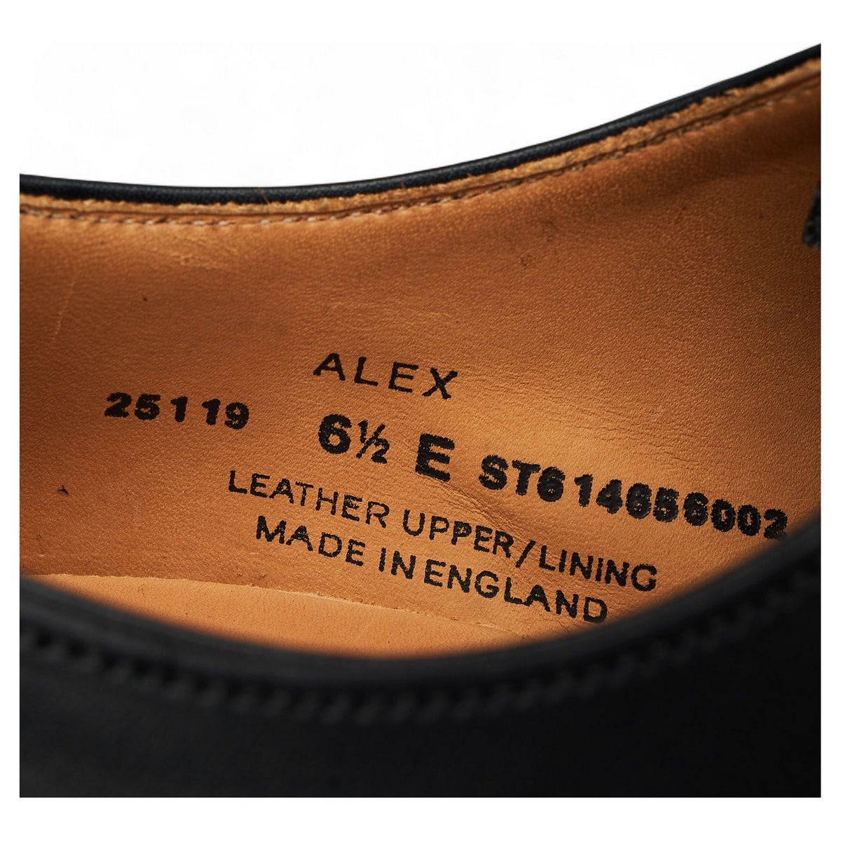 'Alex' Black Leather Wholecut Oxford UK 6.5 E