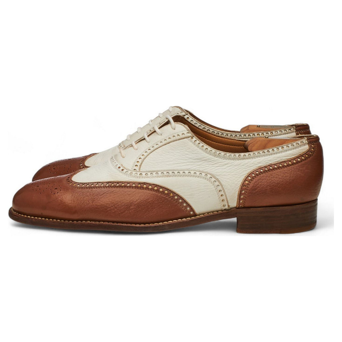 Tan Brown & White Leather Spectator Brogues UK 10 US 10.5