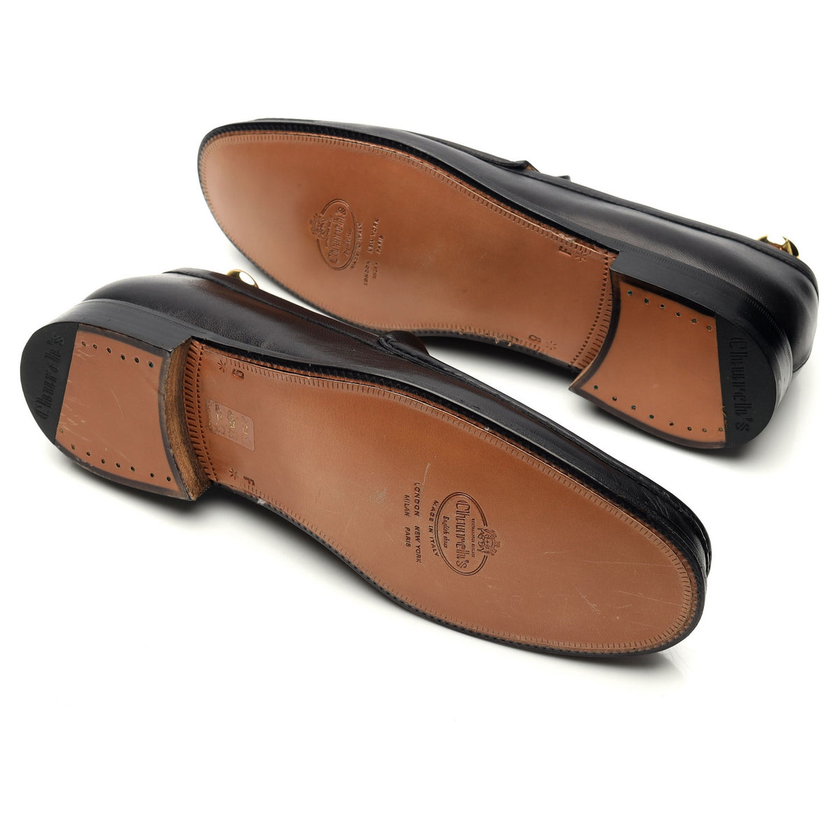 &#39;Fabian&#39; Black Leather Loafers UK 9 F