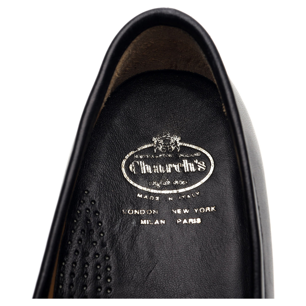 &#39;Fabian&#39; Black Leather Loafers UK 9 F