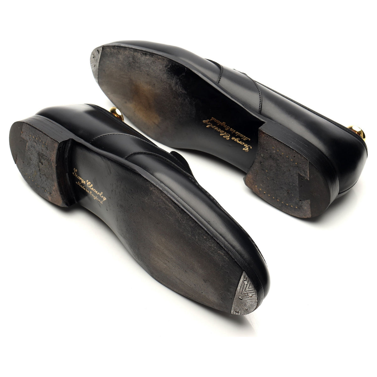 &#39;Bradley&#39; Black Leather Loafers UK 9 E