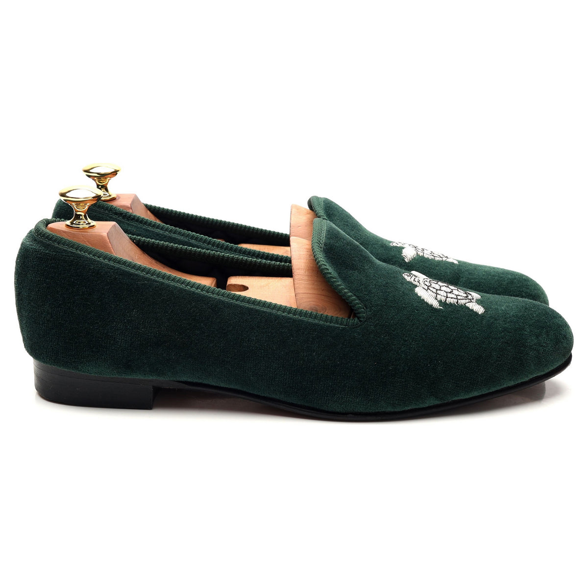 Dark Green Velvet Slippers UK 9.5