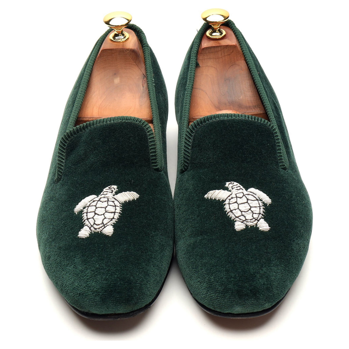 Dark Green Velvet Slippers UK 9.5