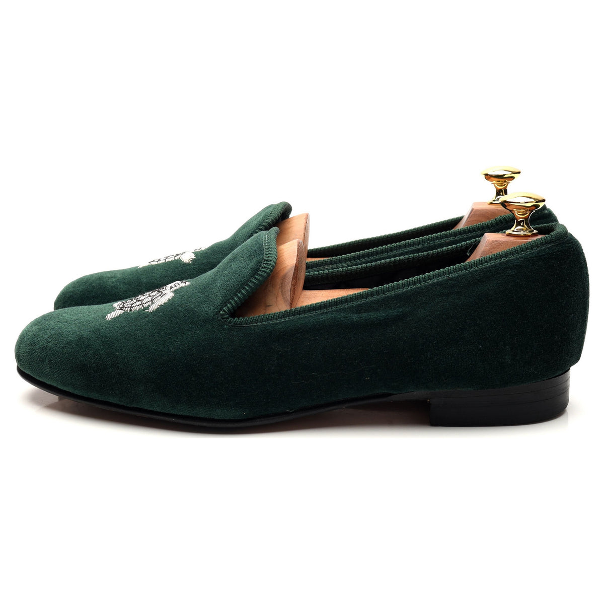 Dark Green Velvet Slippers UK 9.5