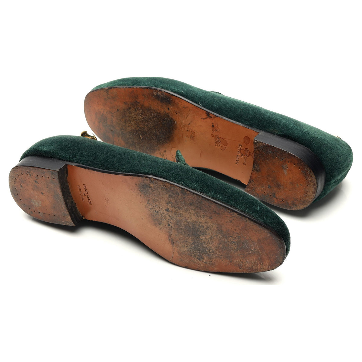 Dark Green Velvet Slippers UK 9.5