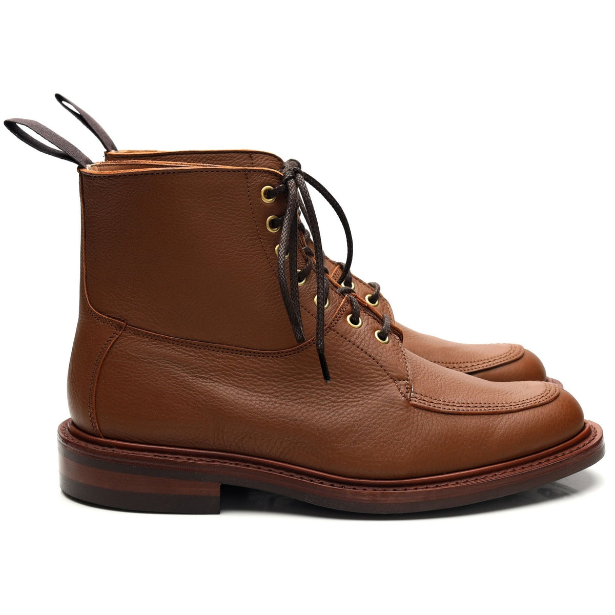 &#39;Leo&#39; Brown Grain Leather Boots UK 6.5