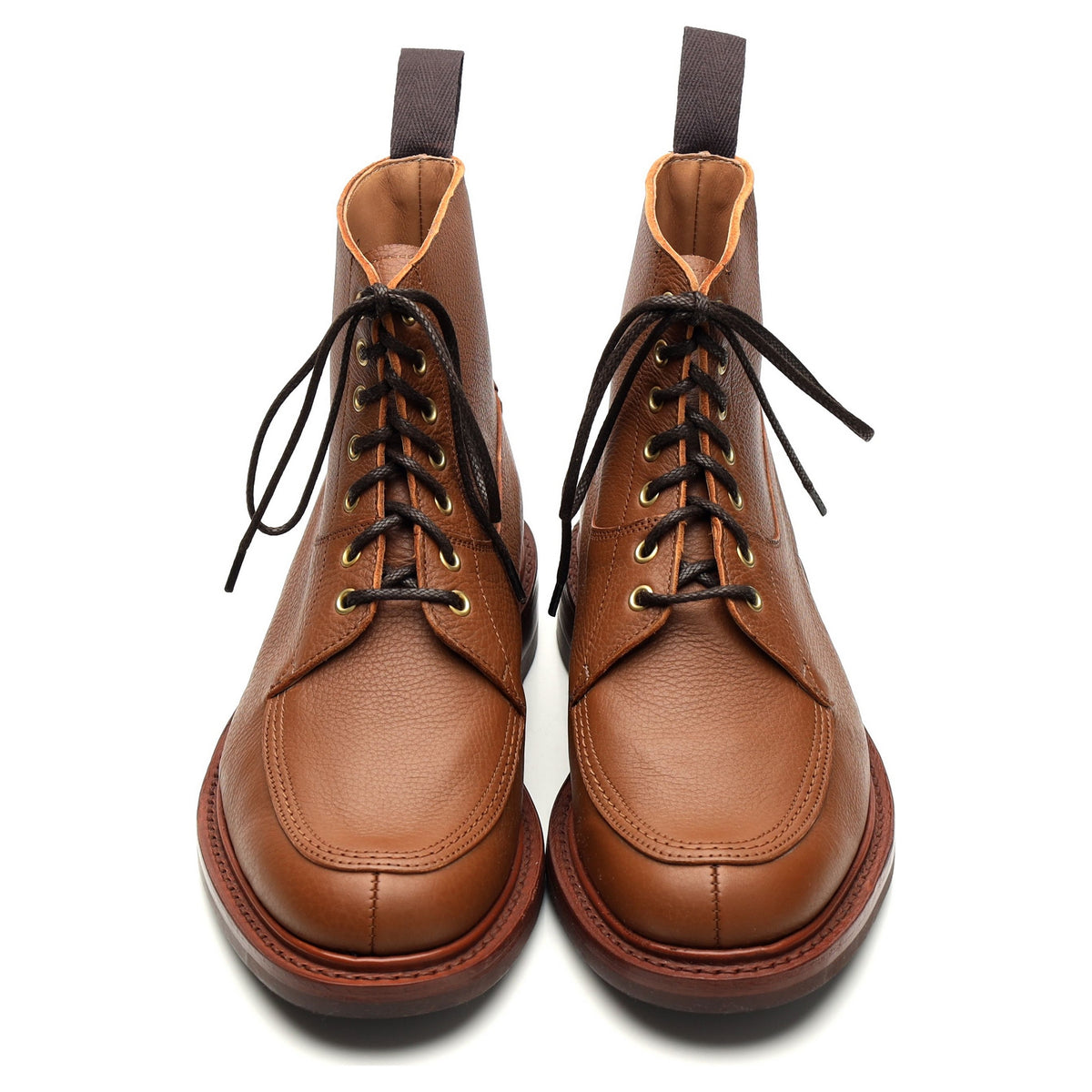 &#39;Leo&#39; Brown Grain Leather Boots UK 6.5