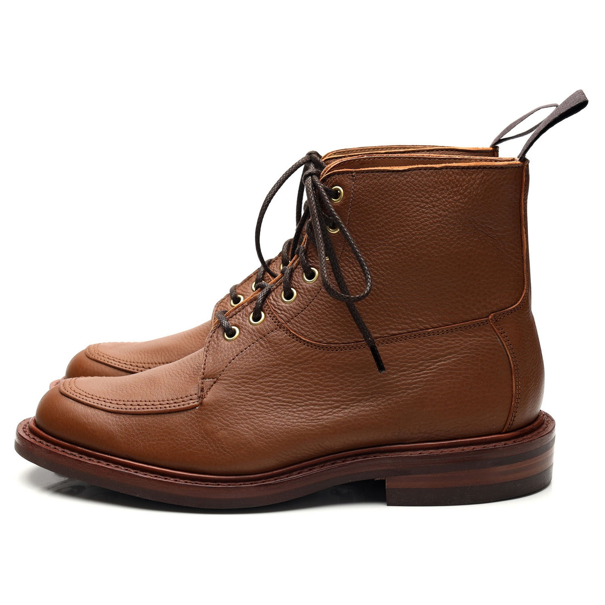 &#39;Leo&#39; Brown Grain Leather Boots UK 6.5