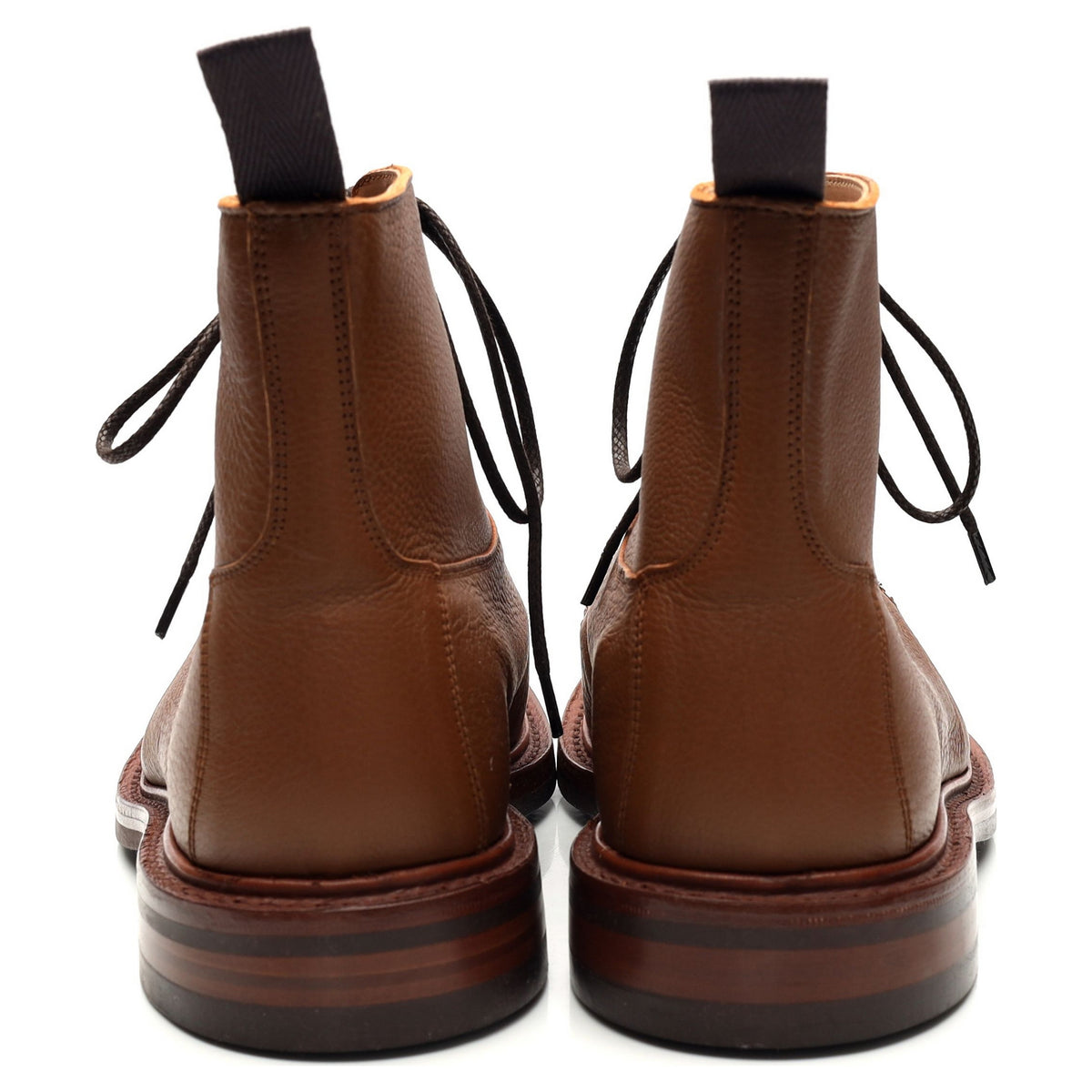 &#39;Leo&#39; Brown Grain Leather Boots UK 6.5