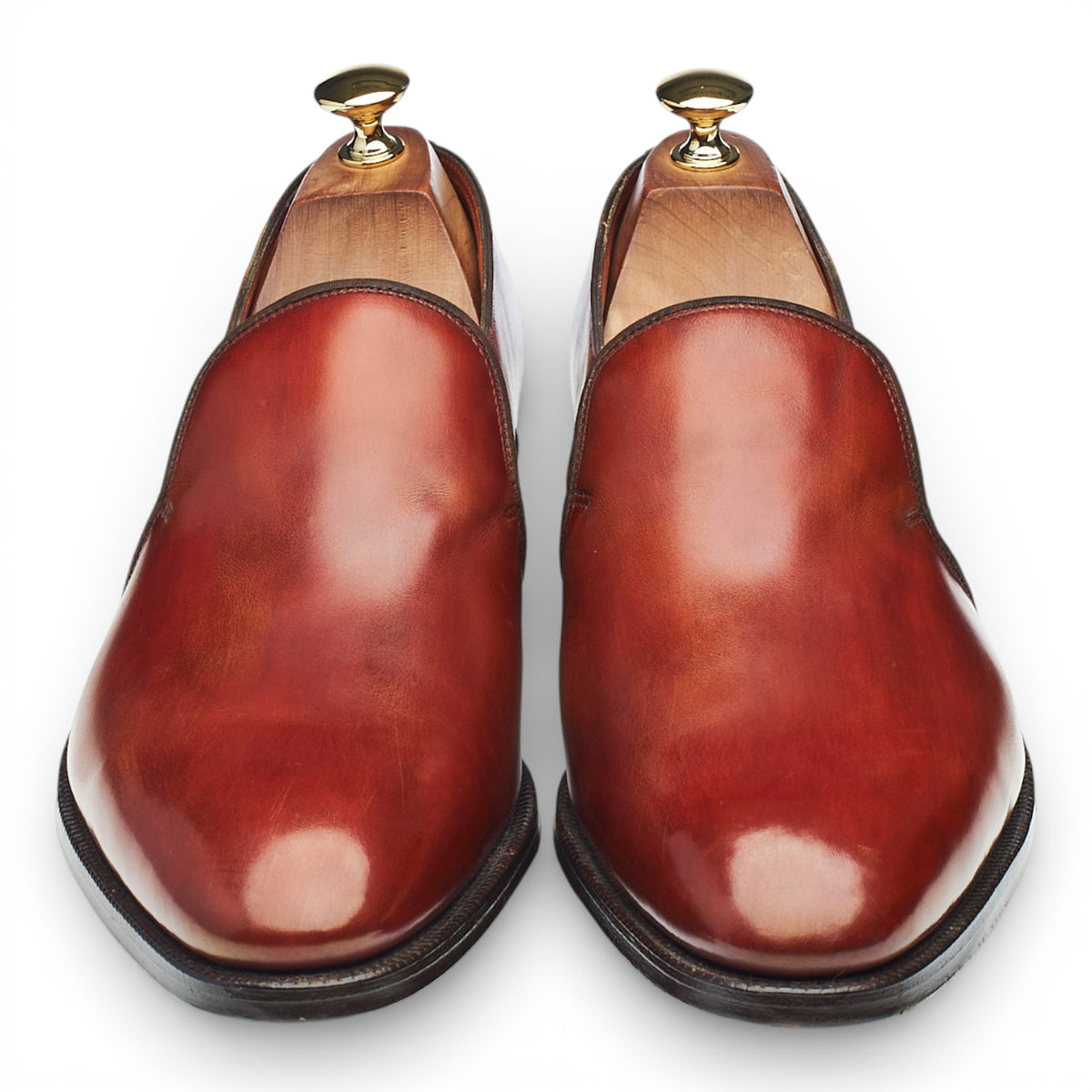 'Edward' Tan Brown Leather Slip On Loafers UK 10 E